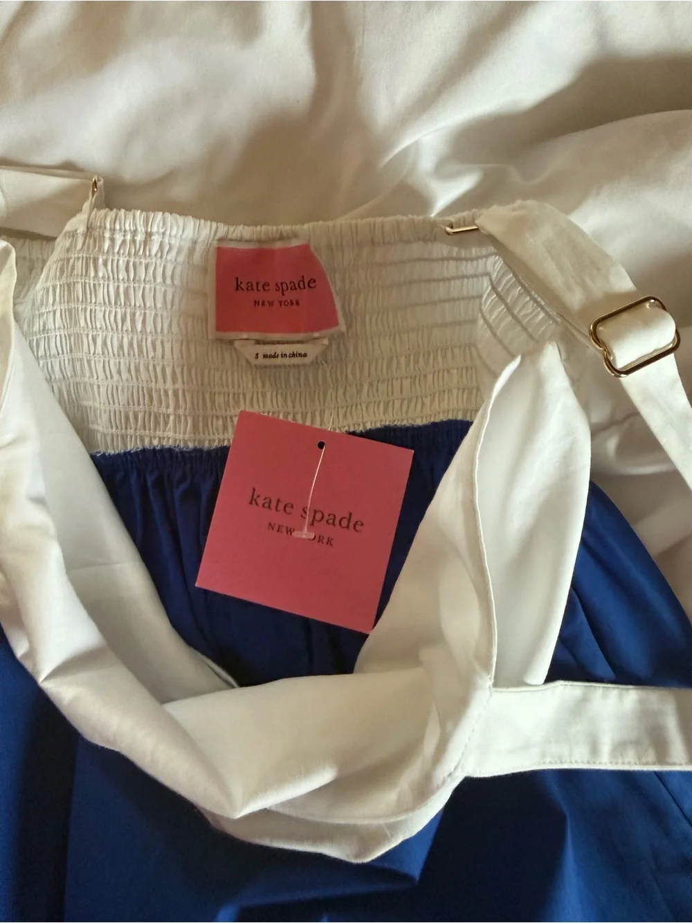 kate spade Blue, White and Black Colorblock Maxi Dress